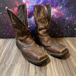 Justin Western Leather Work Boots Composite Square Toe Men Sz 9.5 D‎ Waterproof